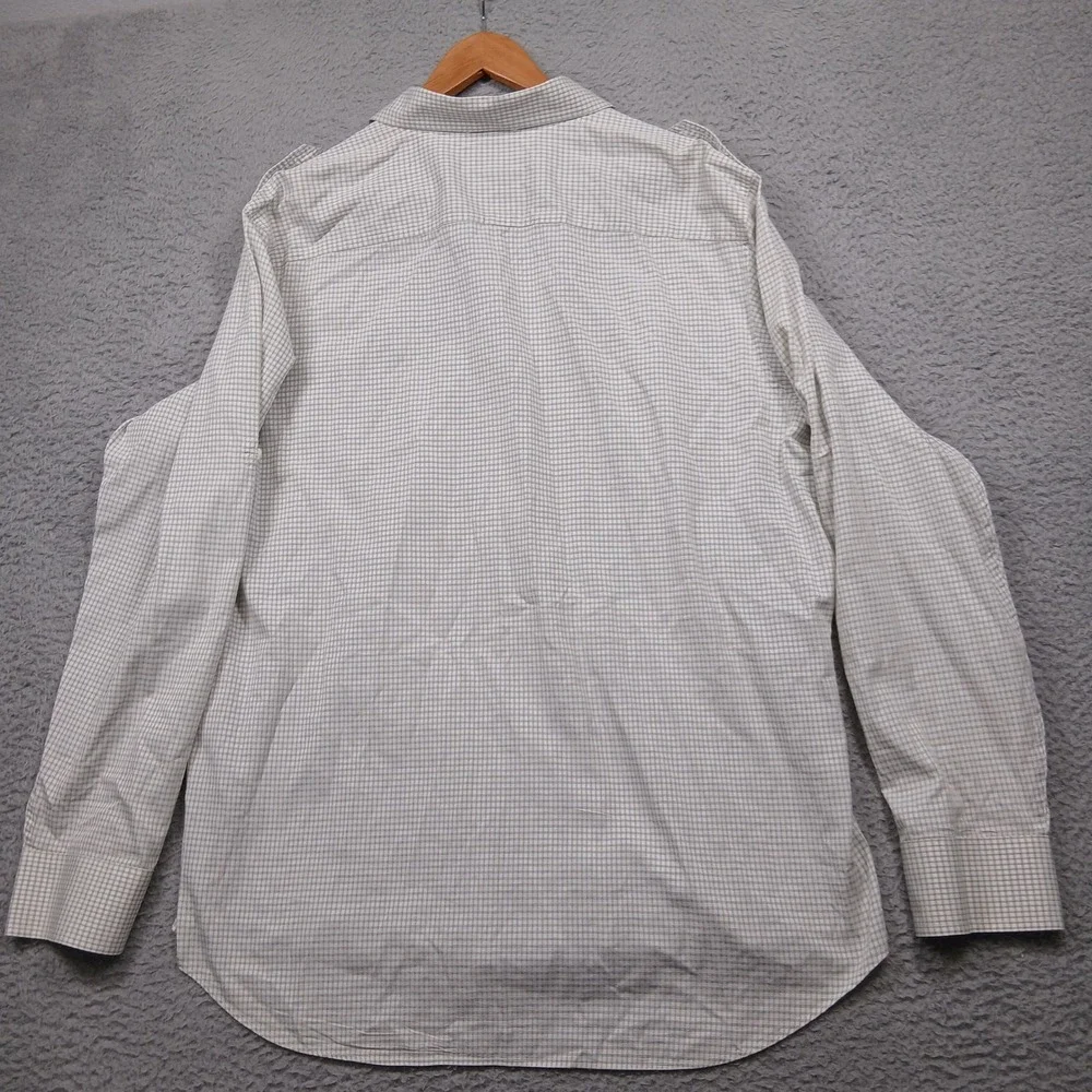 Banana Republic‎ Check Shirt Men's XL Beige Green Plaid Long Sleeve Cotton